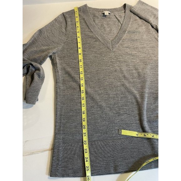 J Jill Sweater Women Size XS* Merino Wool Long Sleeve V Neck Marled Gray Lightwt - Picture 9 of 9
